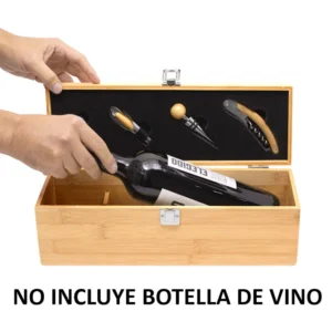 SET DE VINO VINICIUS EN CAJA MADERA
